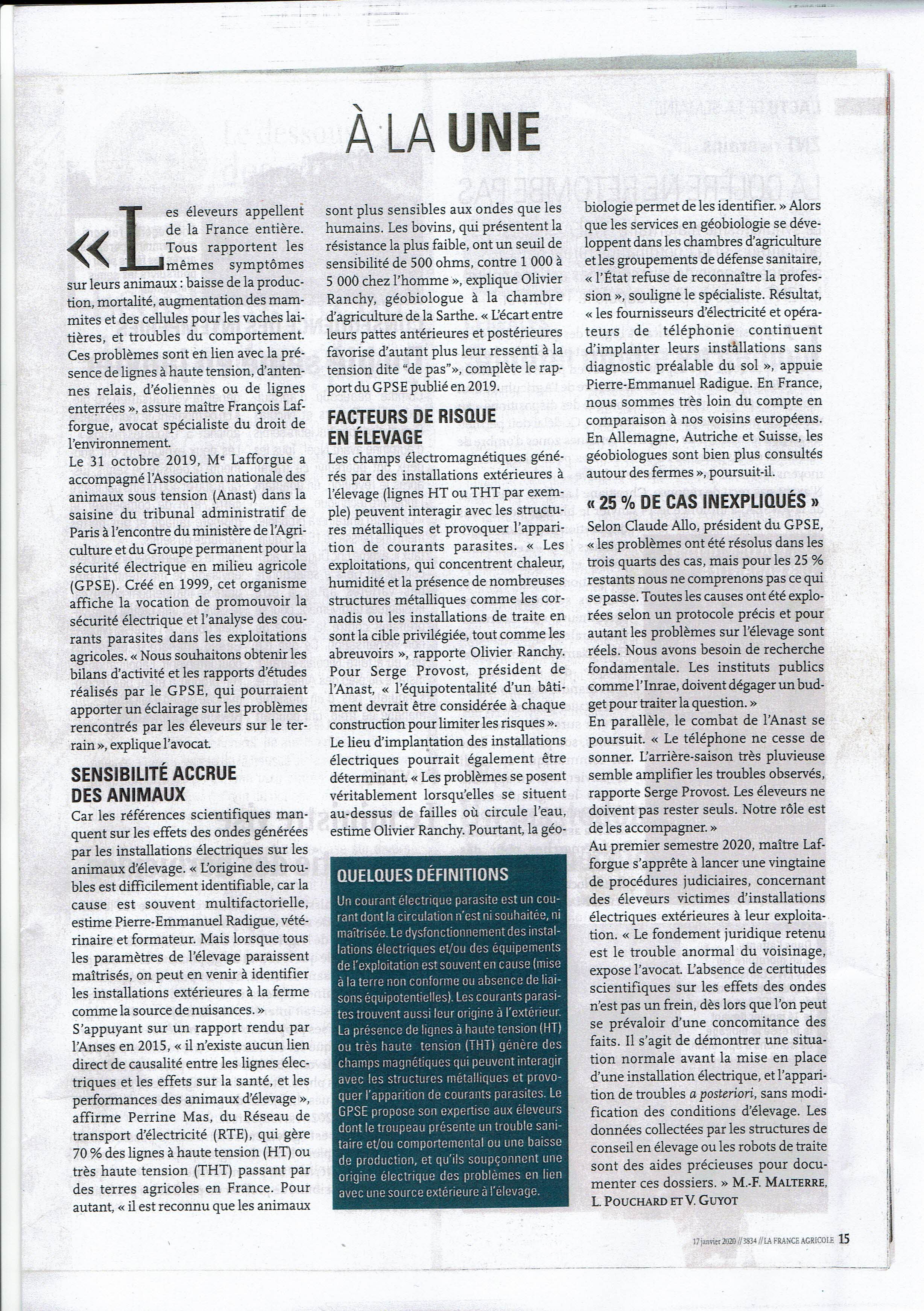 FRANCE AGRICOLE Jan 2020